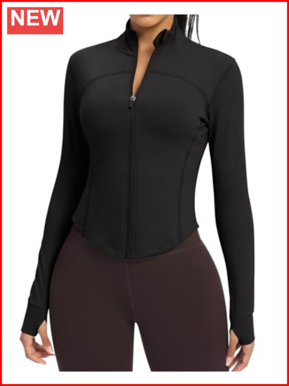 Cropped Athletic Jacket Full Zip Workout Yoga Running Thumbholes